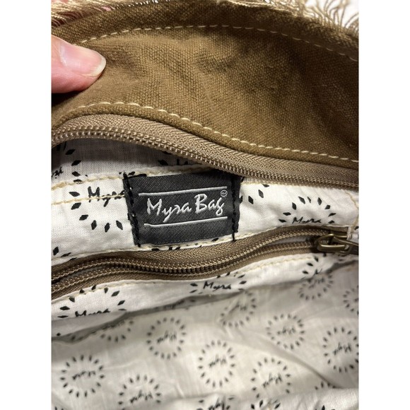 NWT Myra Bags Upcycled Canvas Handbag Sel De Mer Beige Fringe Tote Leather - Picture 8 of 16